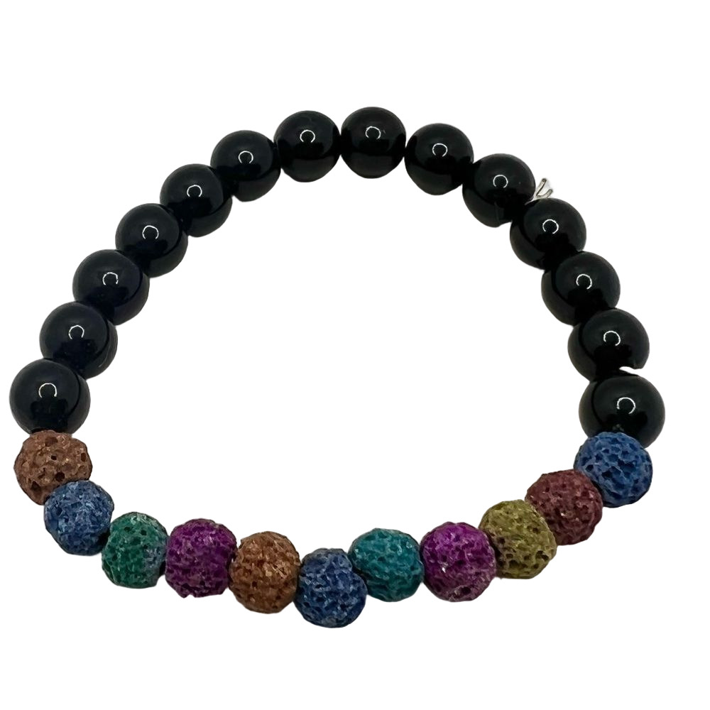 Multicolored beaded stretch bracelet